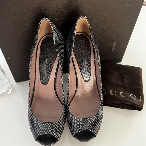 Authentic Gucci open-toe platform pump shoes size 37 USA 7 - Picture 5 of 6
